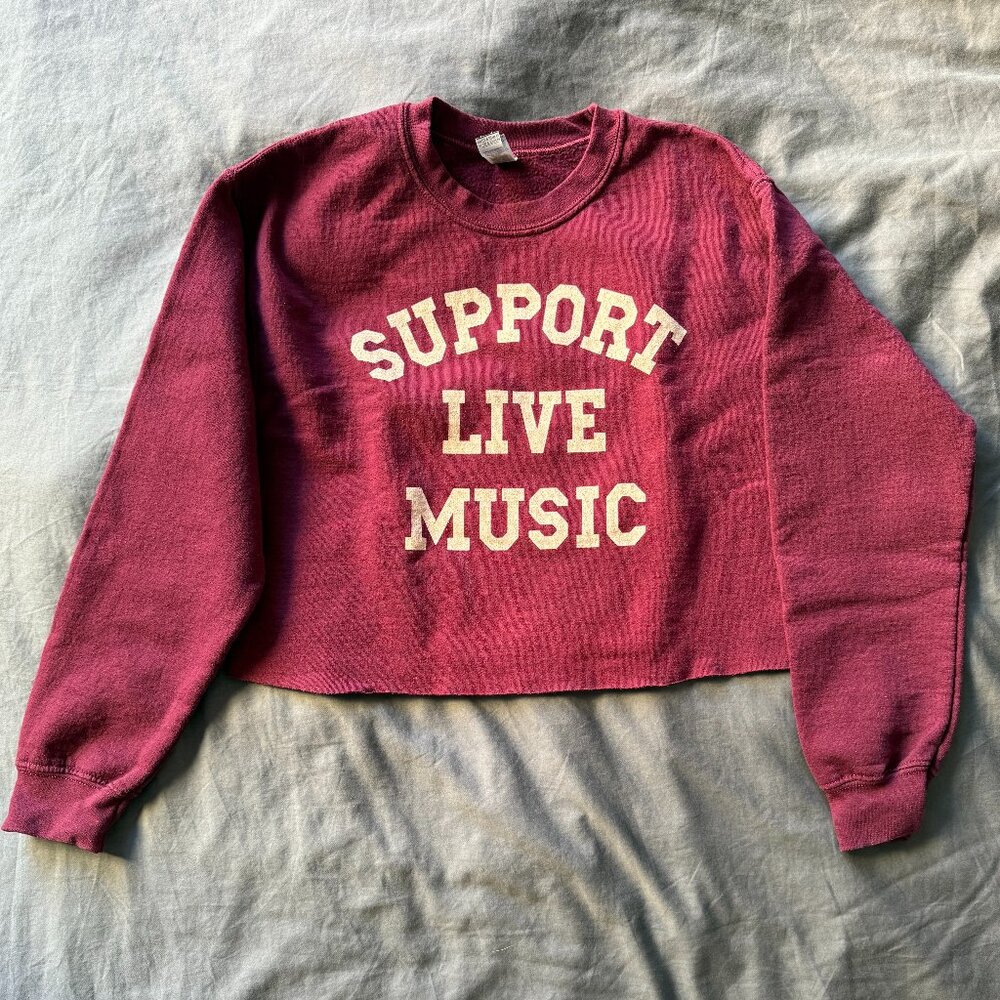 Support Live Music Graphic Sweatshirt, Crop Top